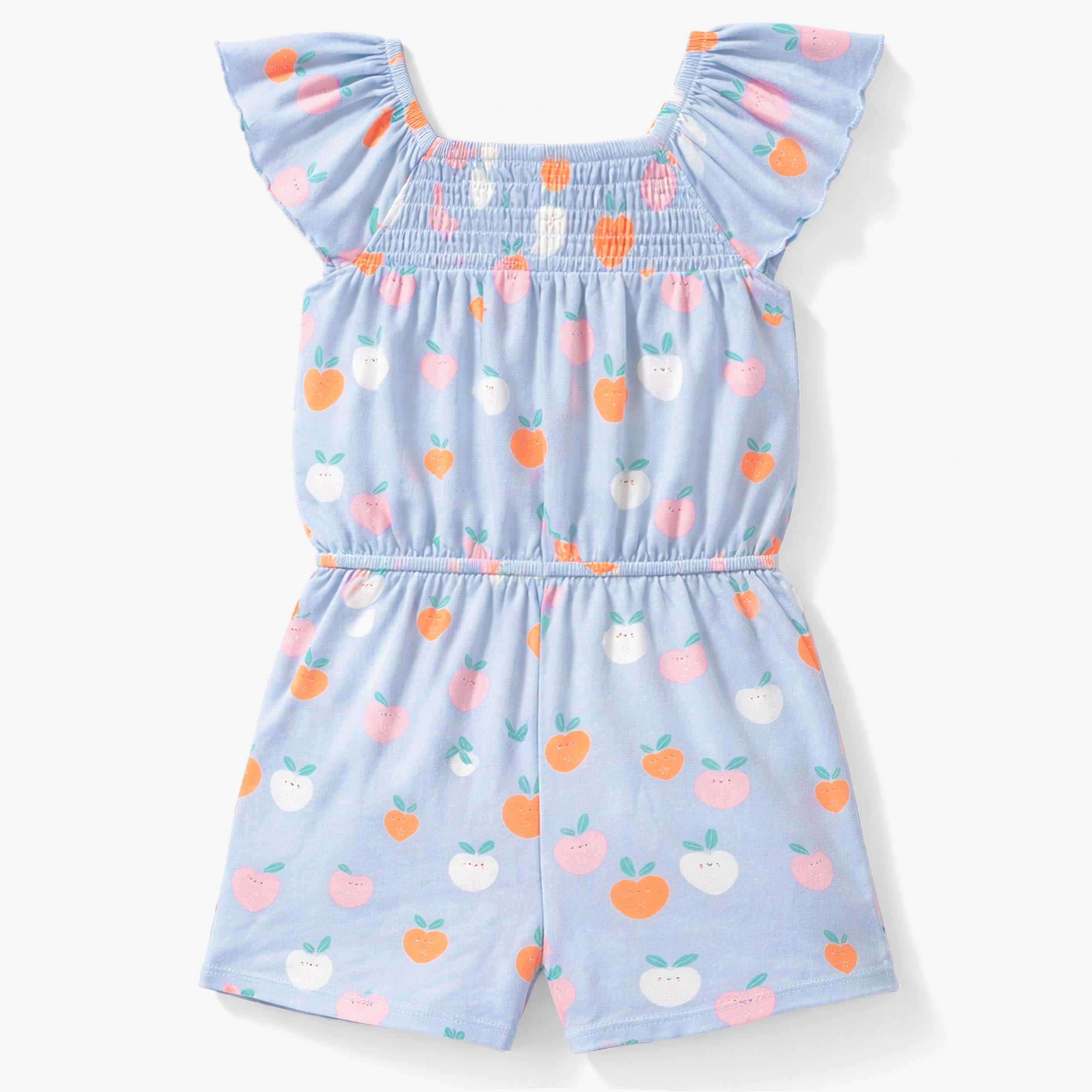 Dos du combishort bleu à motifs de fruits, enfant 