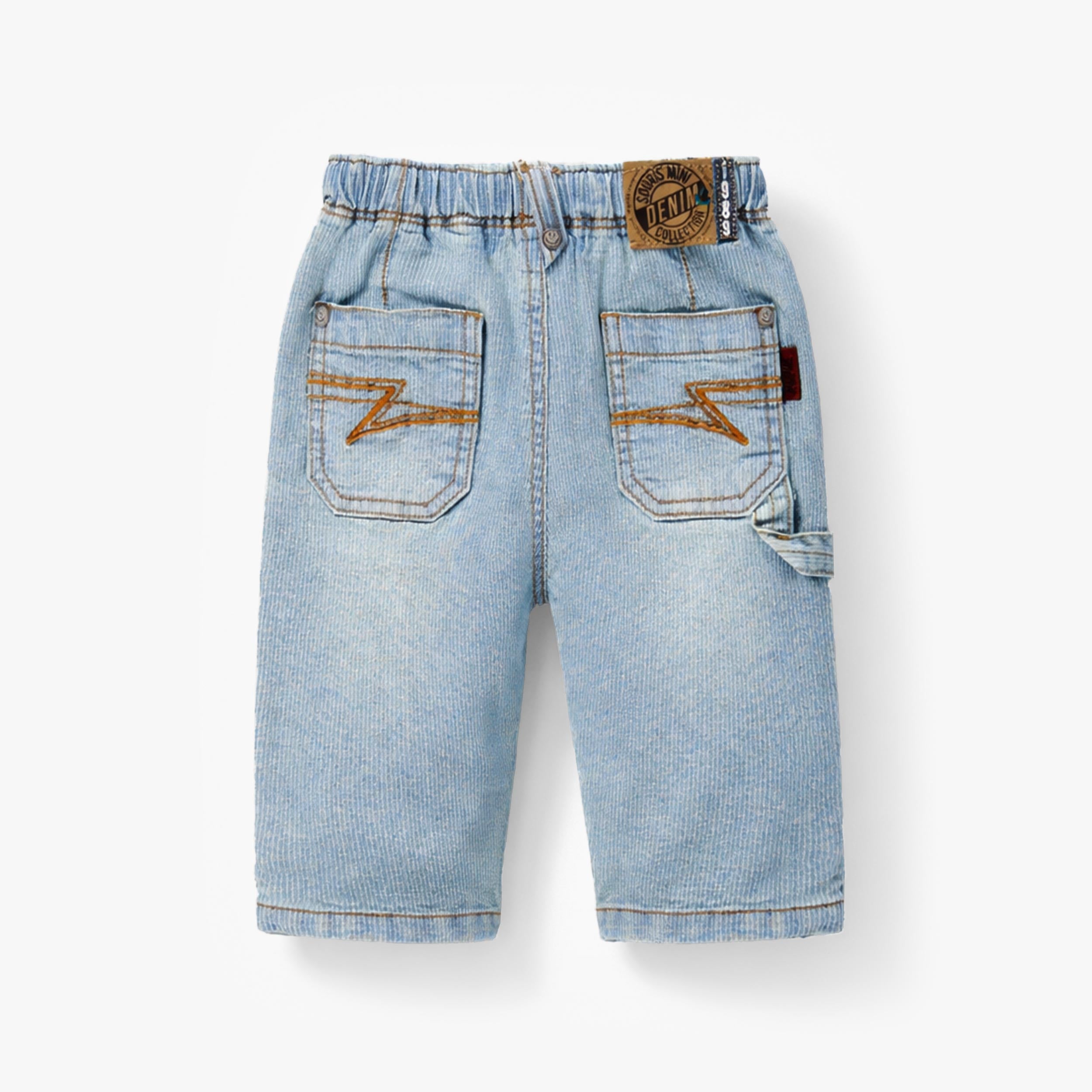 Dos du jean bleu pâle à rayures, bébé