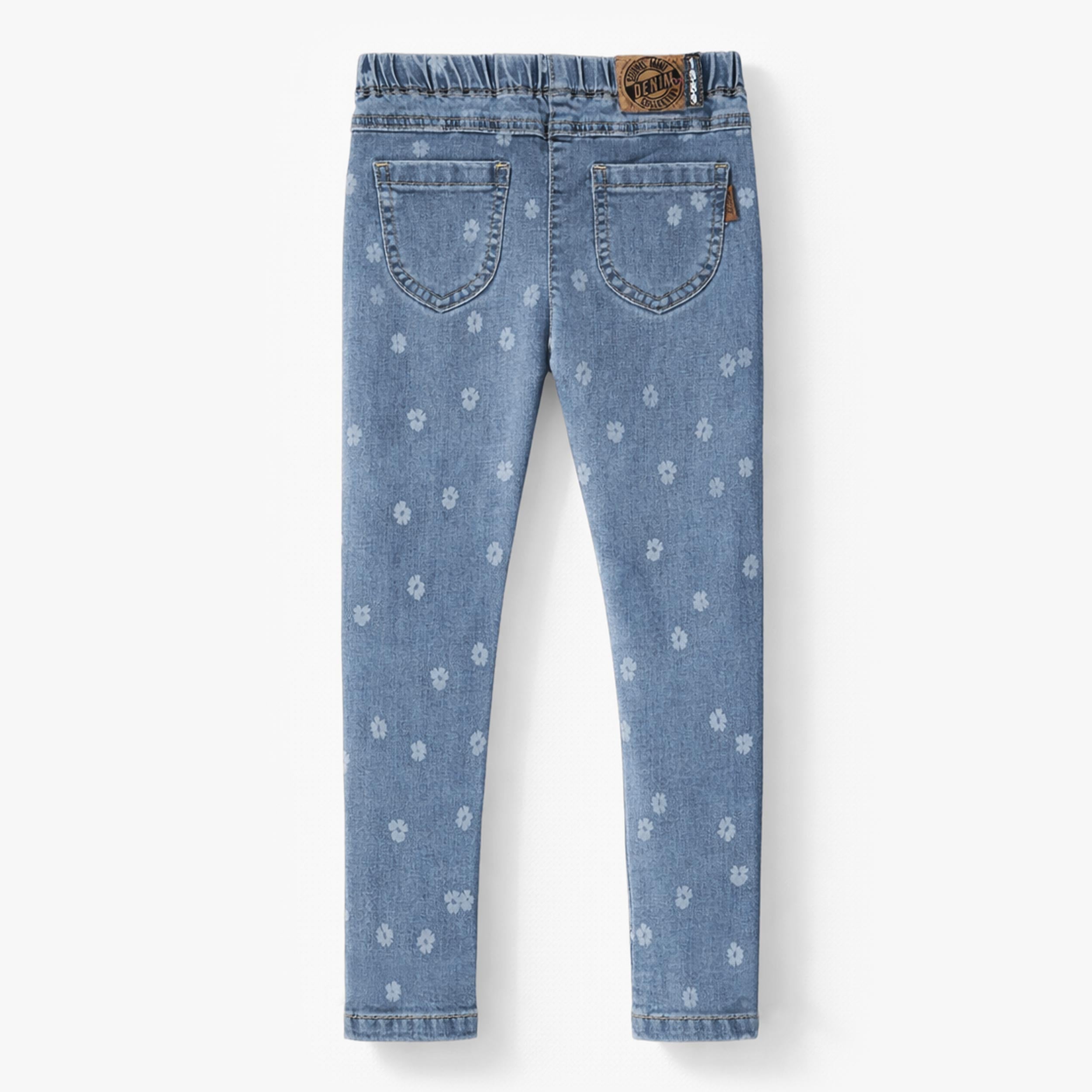 Dos du jegging bleu à motif floral, enfant