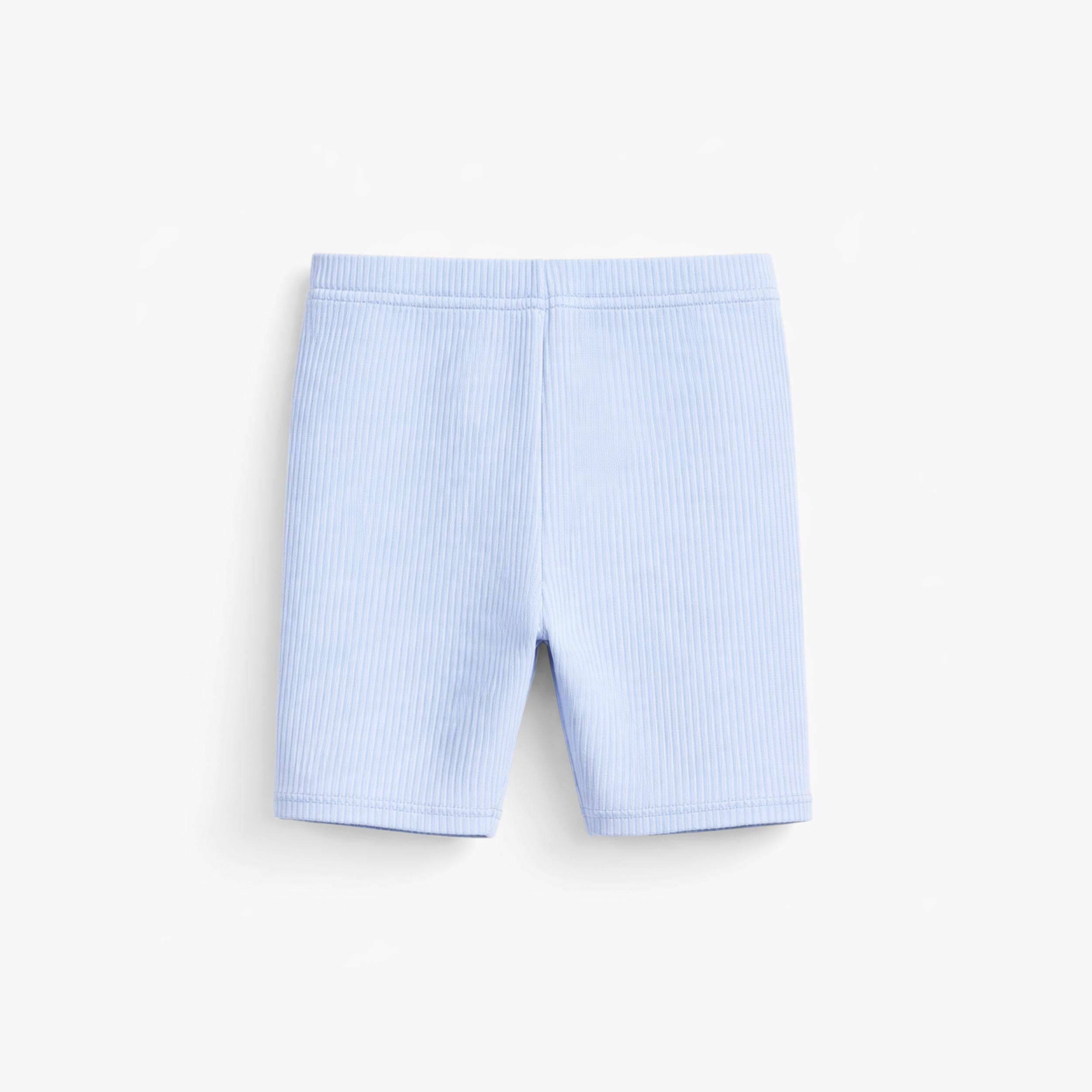Dos du legging court bleu en tricot côtelé, enfant 