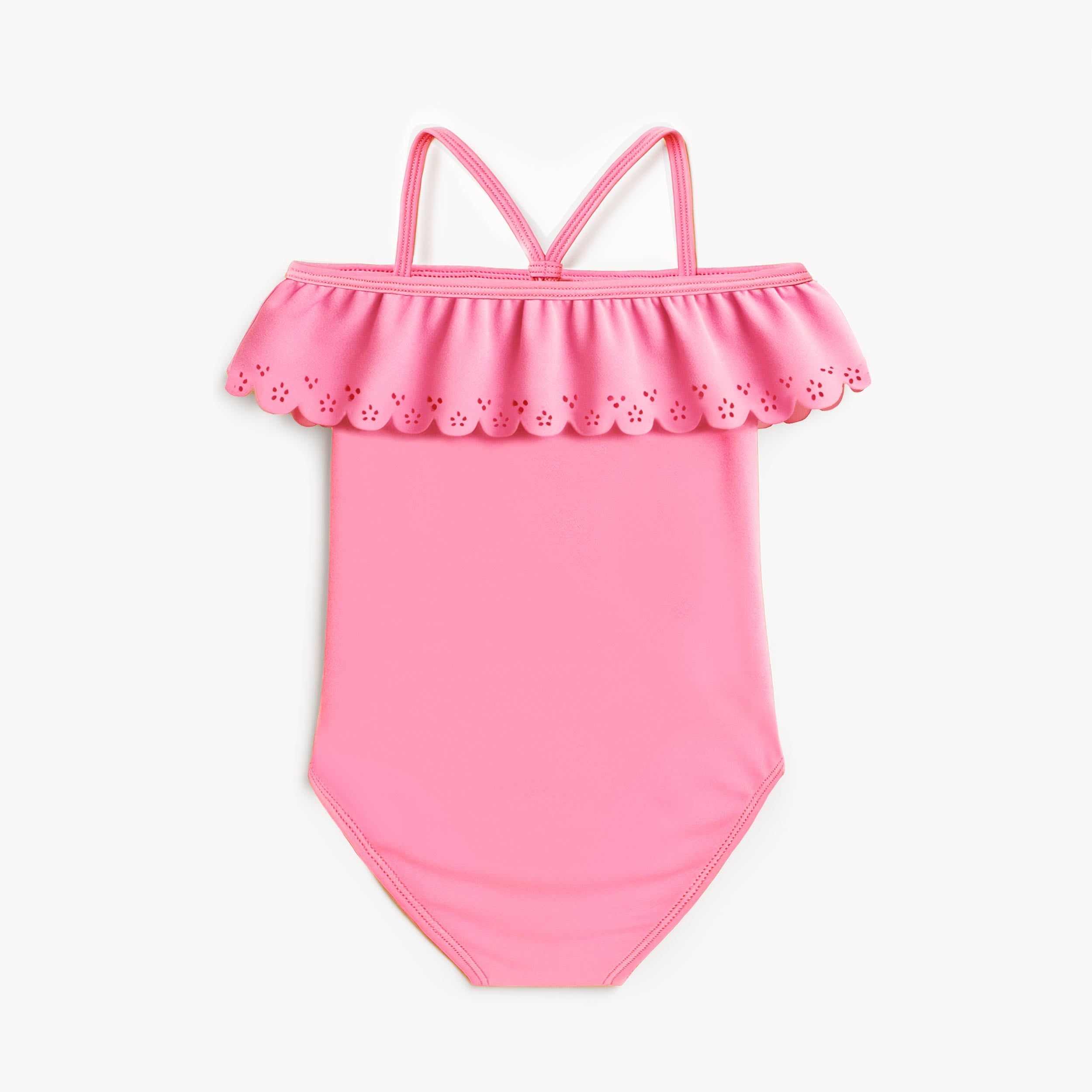 Dos du maillot de bain une pièce rose avec volant, enfant 
