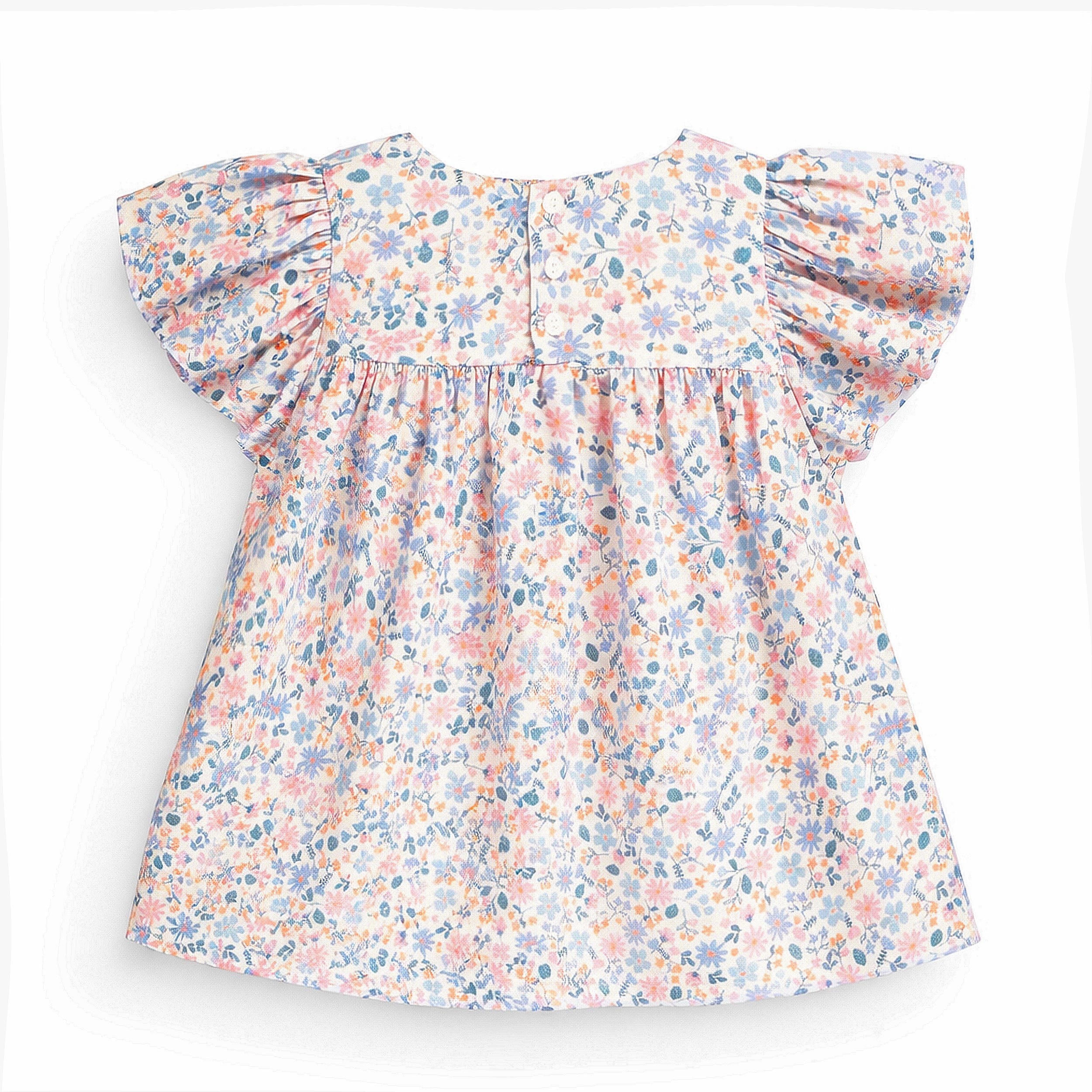 Dos de la robe blanche à motif floral, bébé 