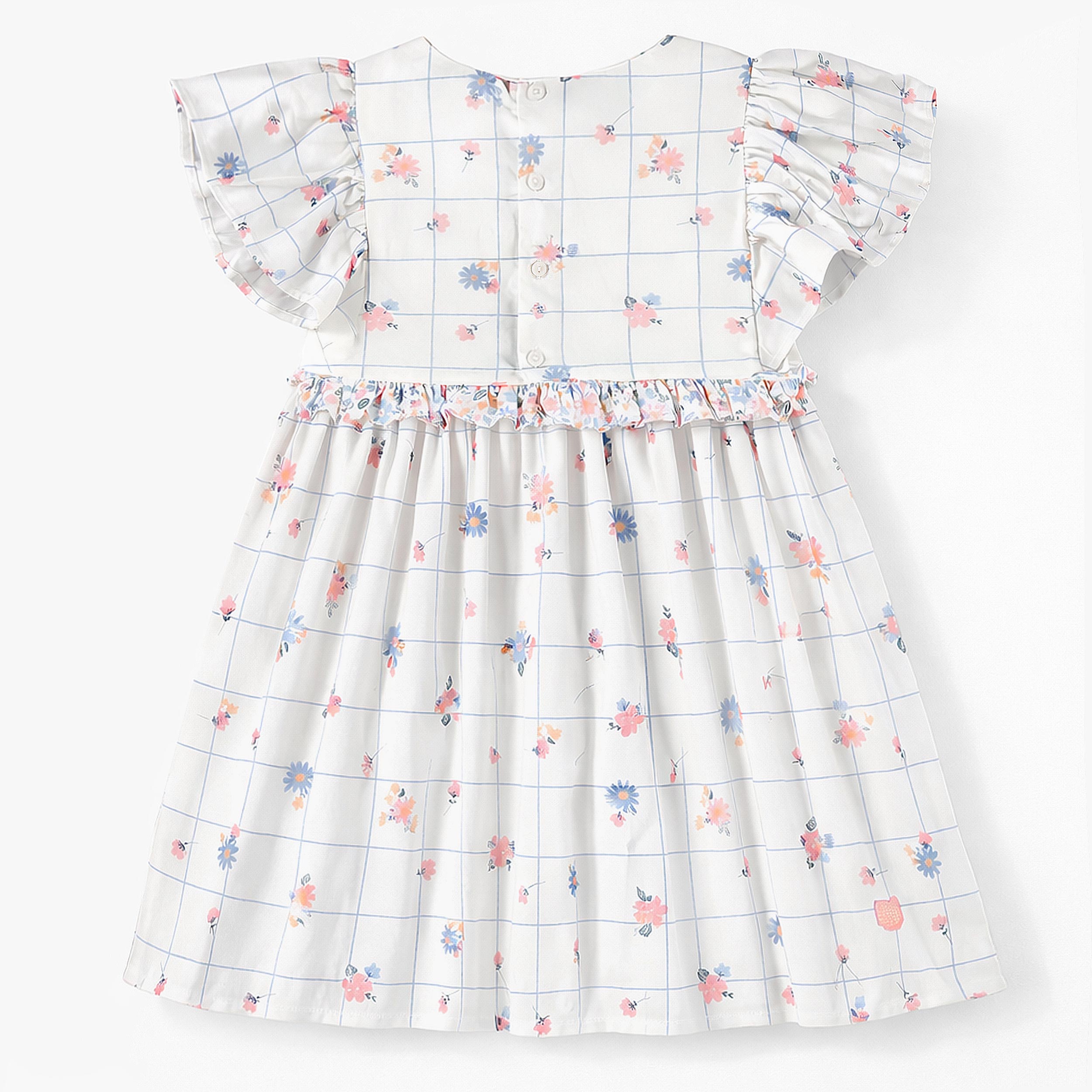 Dos de la robe blanche à motif floral, enfant 