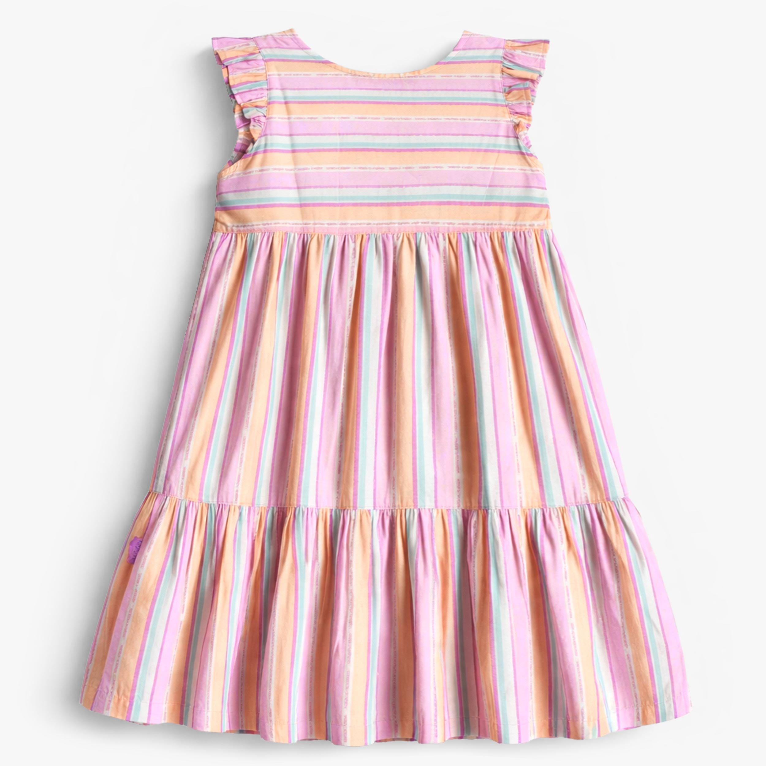 Dos de la robe à rayures colorées, enfant 