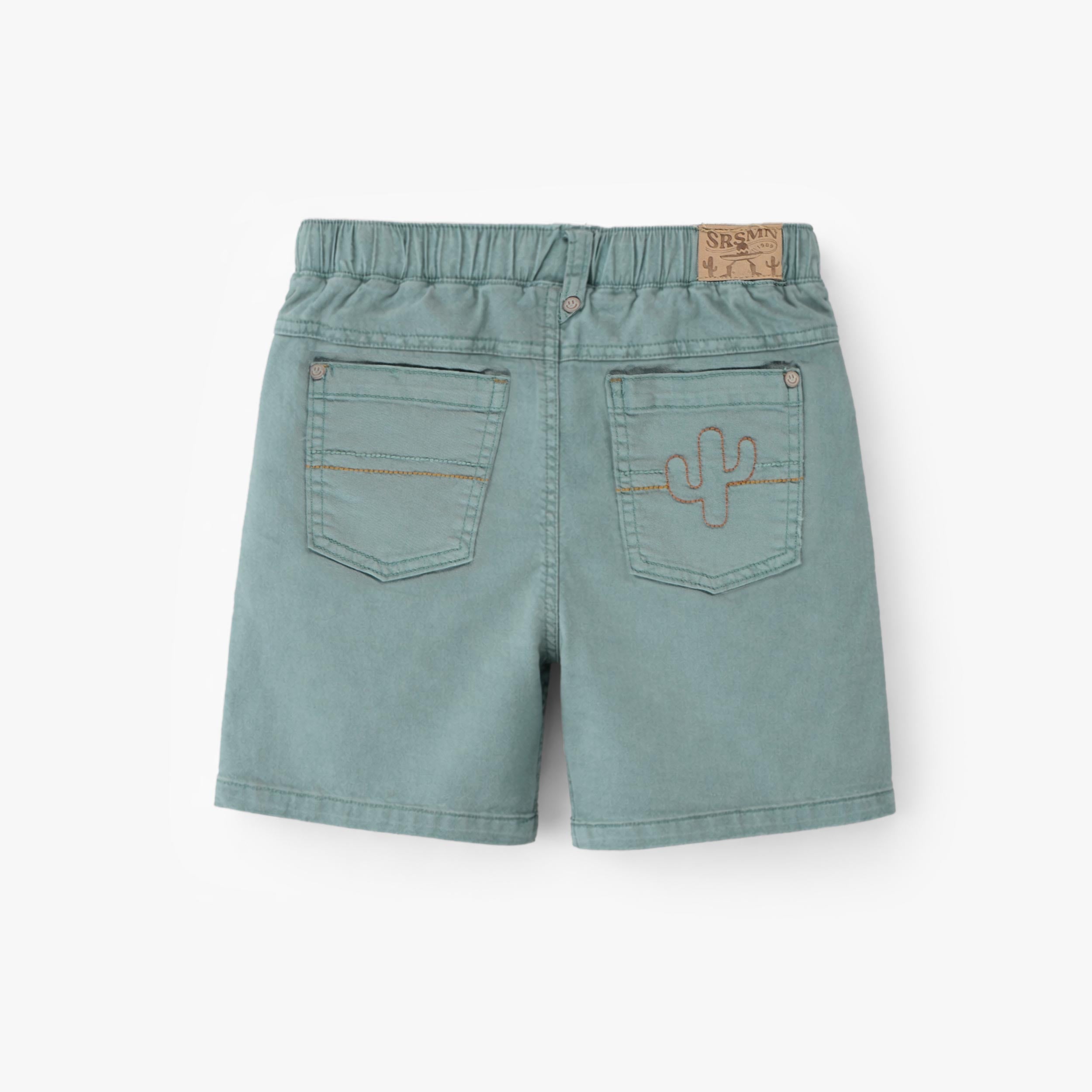 Dos du bermuda turquoise en denim, enfant 