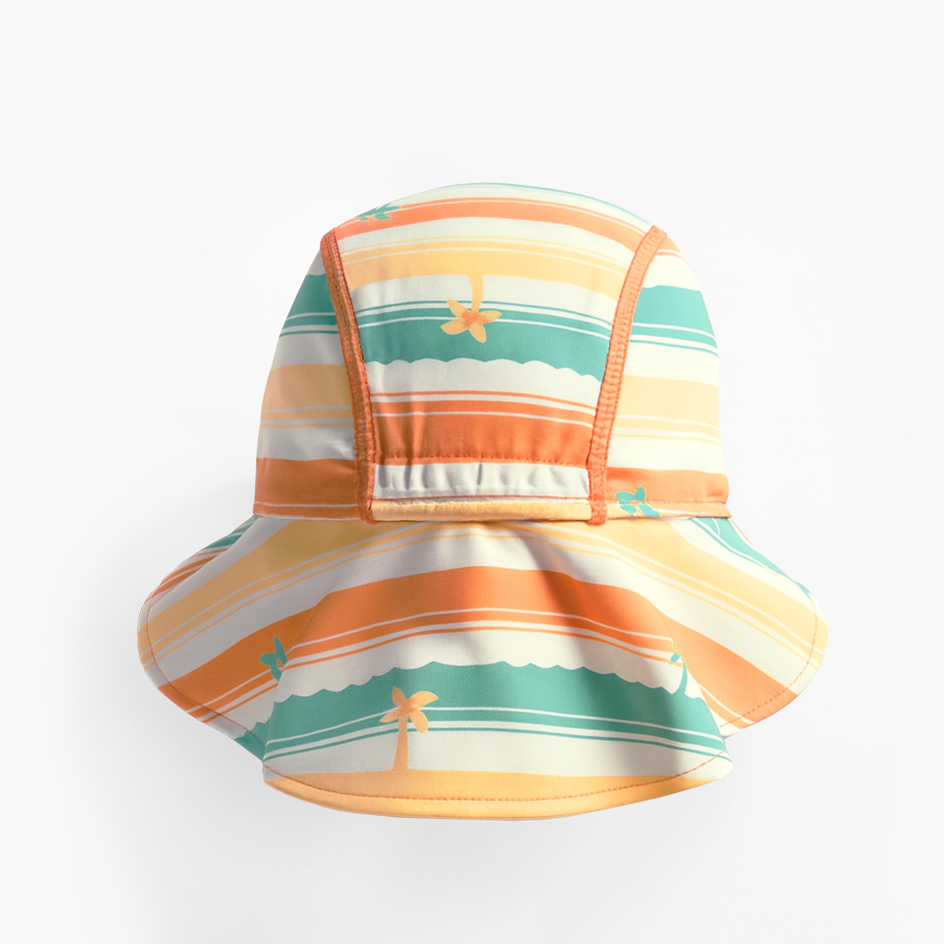 Dos de la casquette de bain à rayures colorées, bébé 