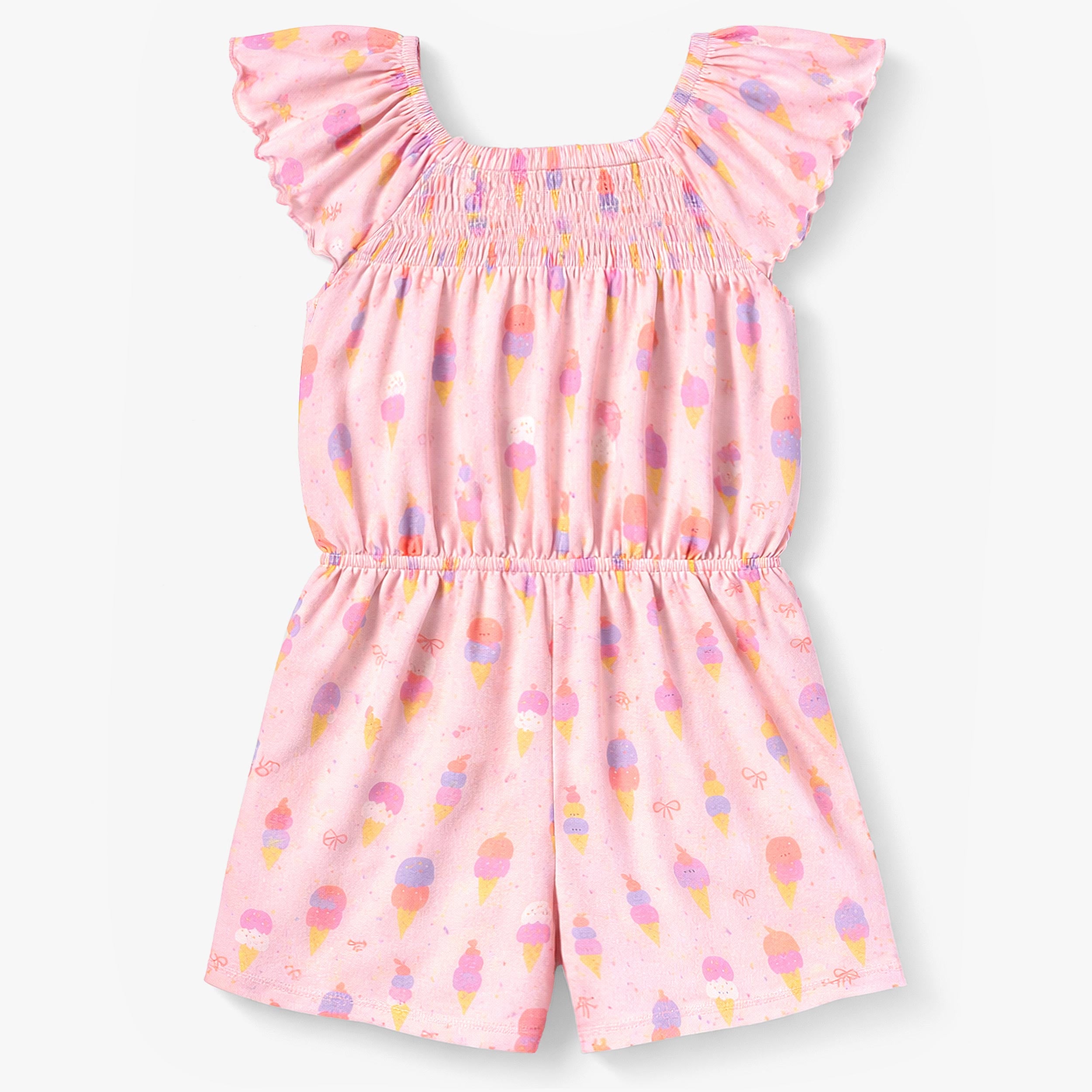 Dos de la combishort rose à motifs de crèmes glacées, enfant 