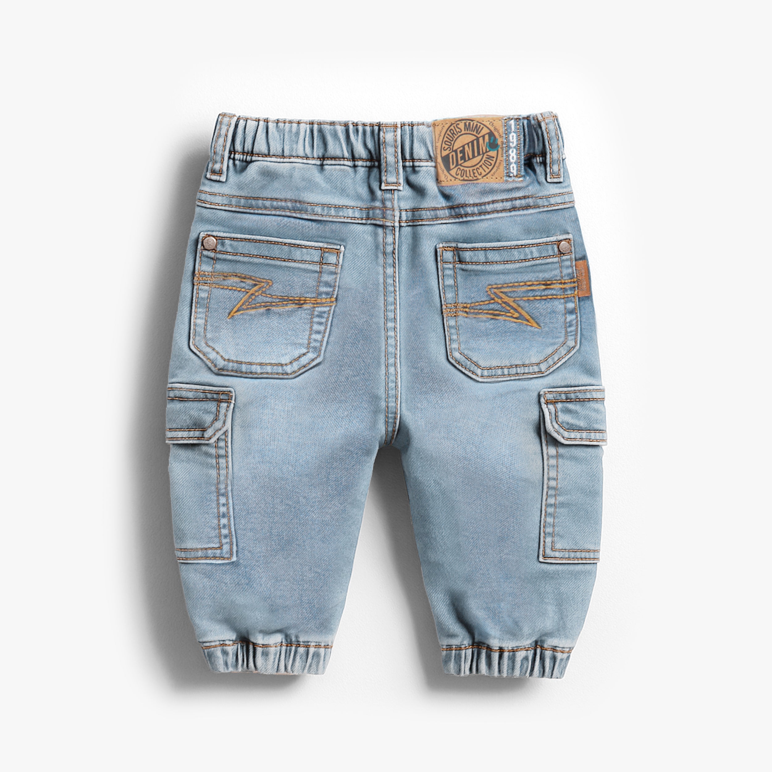 Dos du jean cargo bleu, bébé - Souris Mini