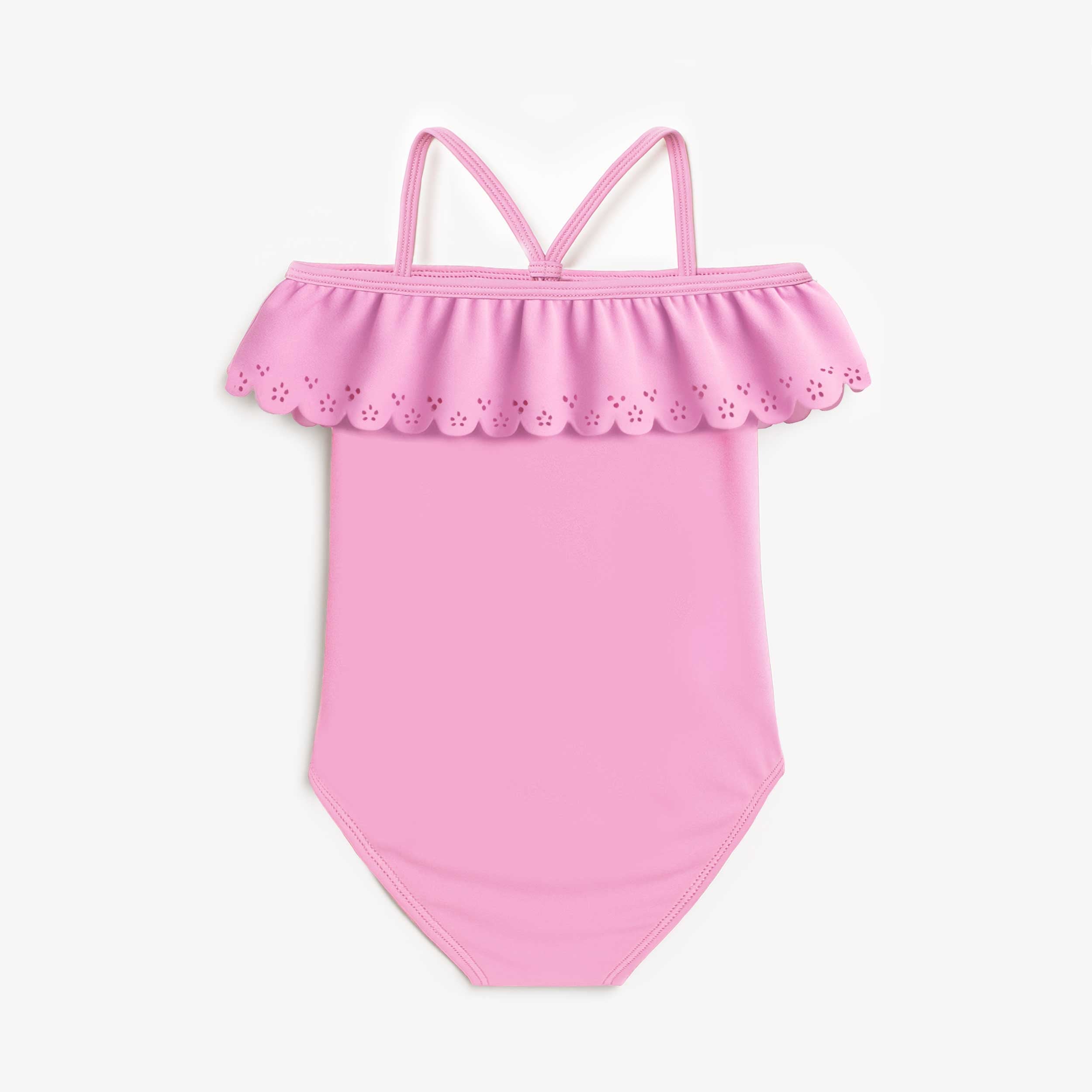 Dos du maillot de bain une pièce mauve avec volant, enfant 