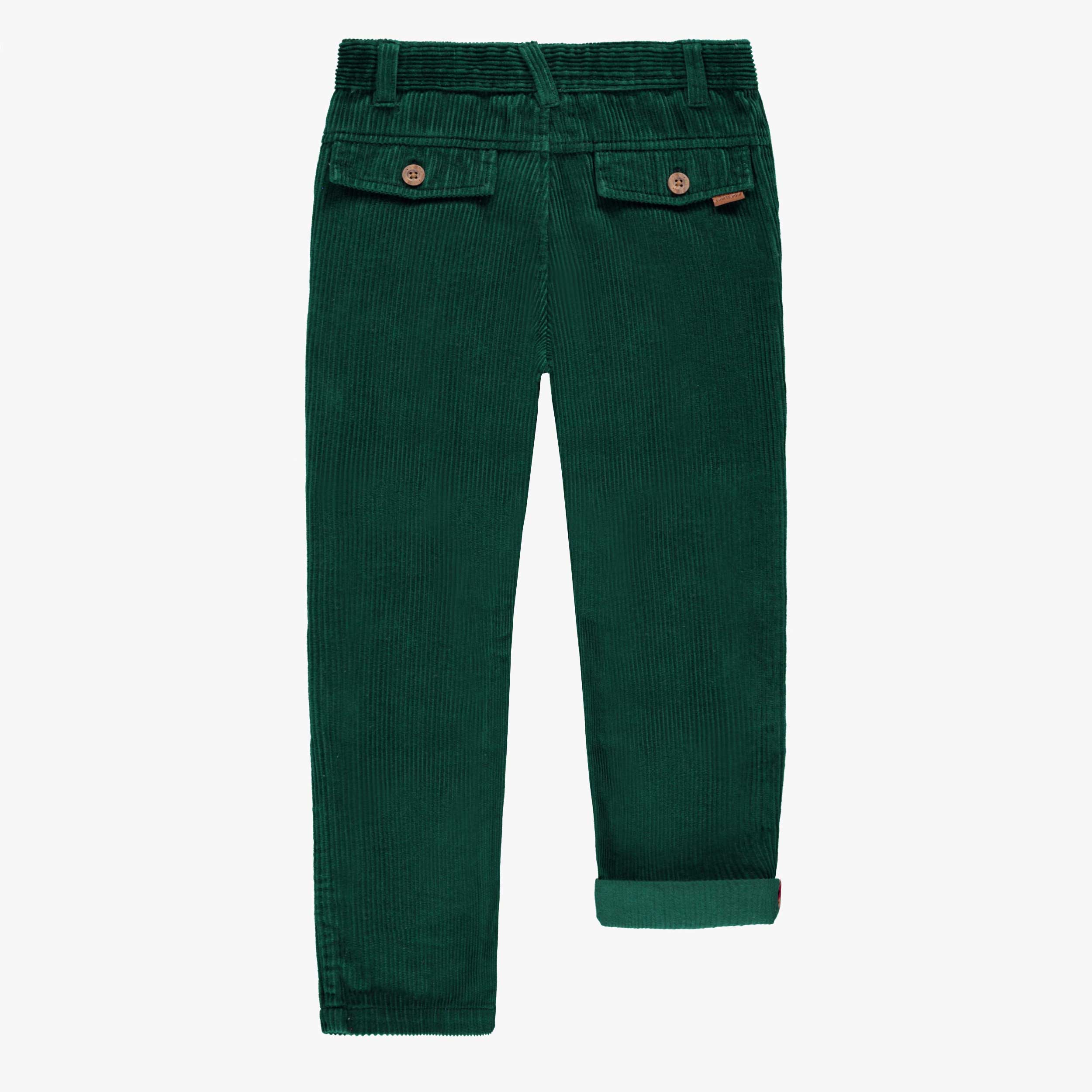 Dos du pantalon vert en velours côtelé