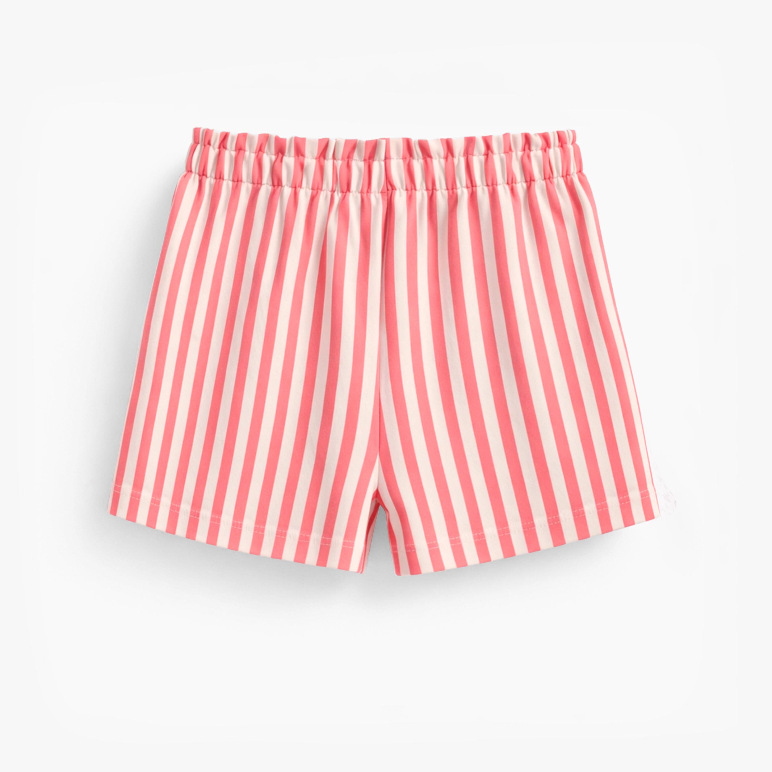Dos du short rose et crème à rayures, enfant