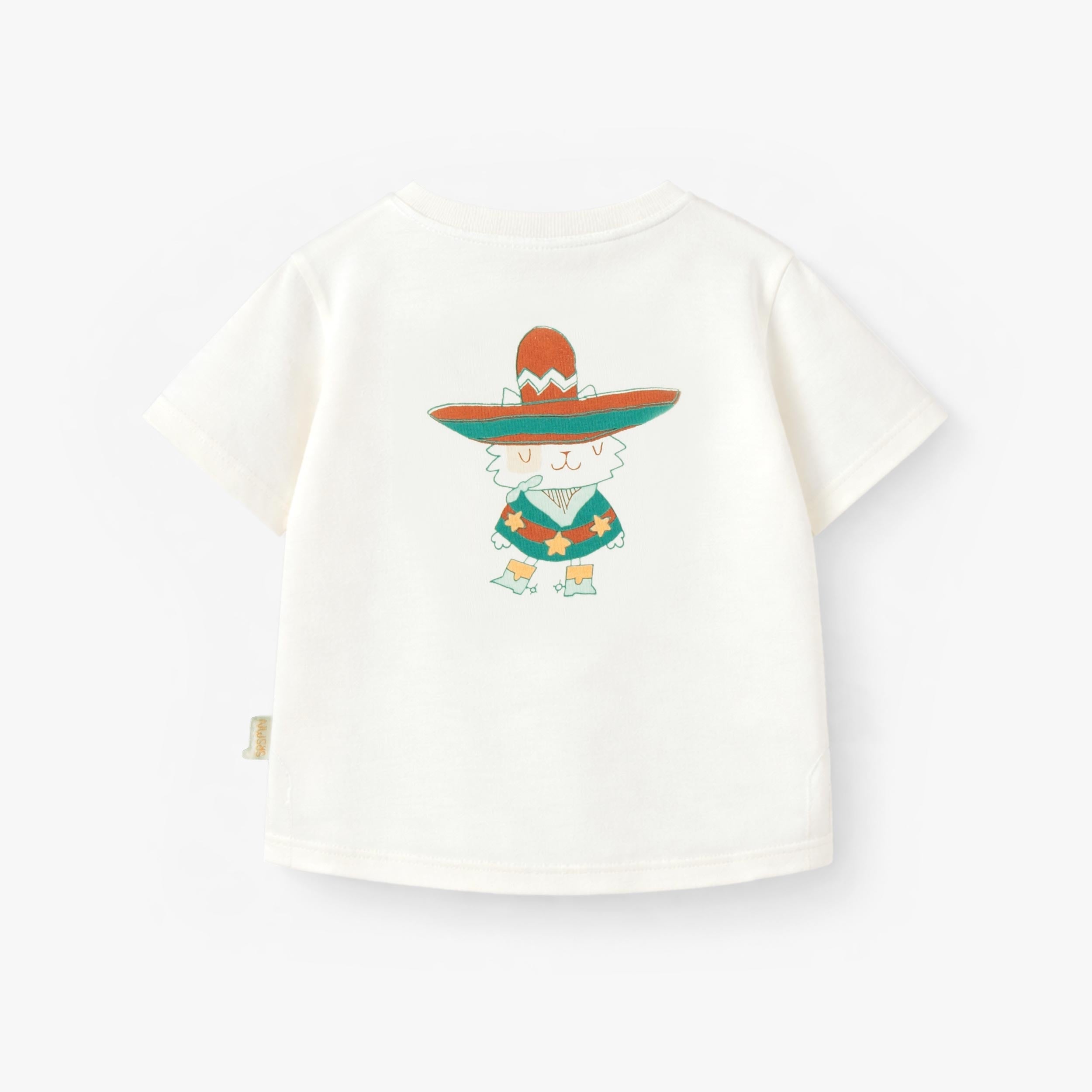 Dos du t-shirt crème avec illustration au dos, bébé 