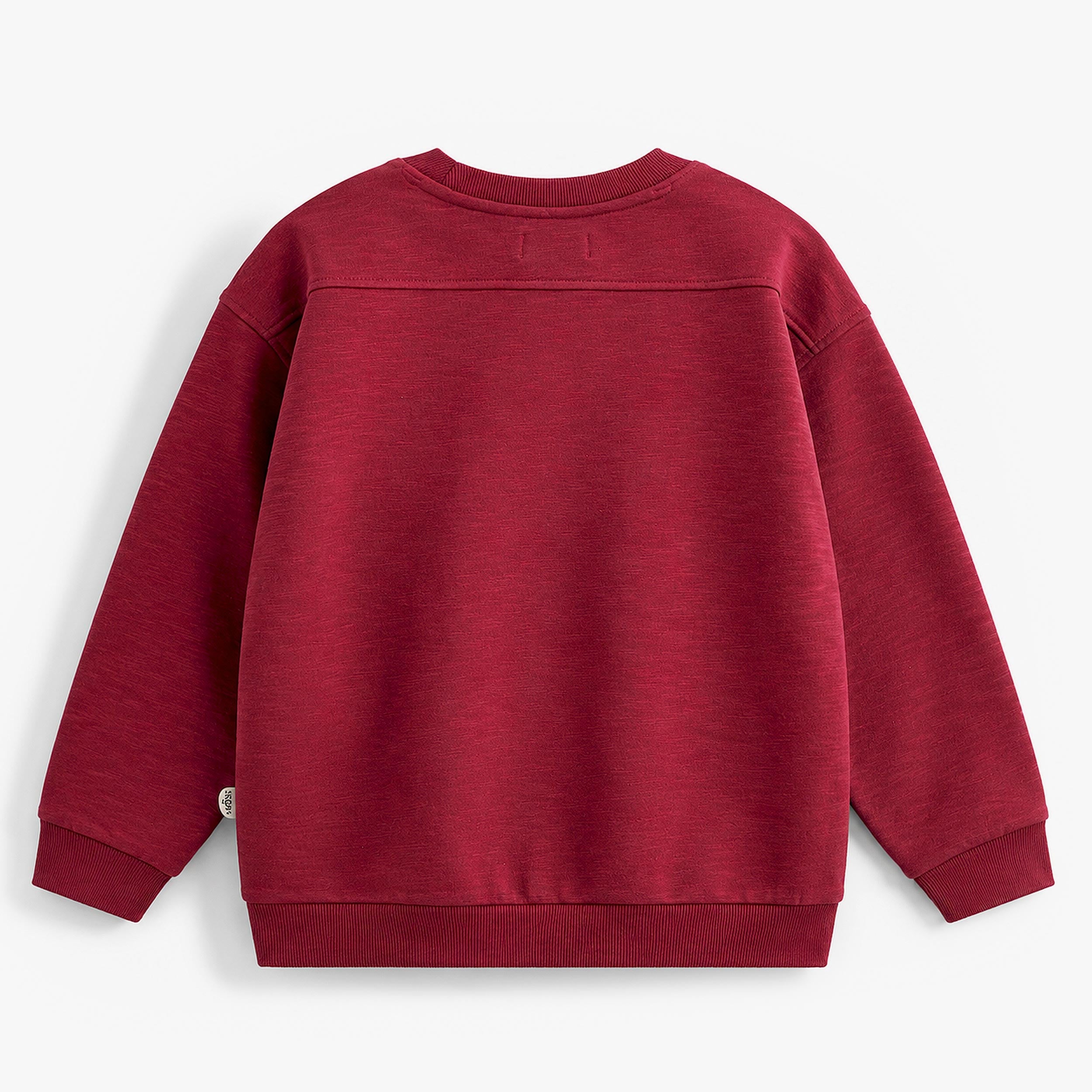 Dos du chandail rouge en coton français, enfant