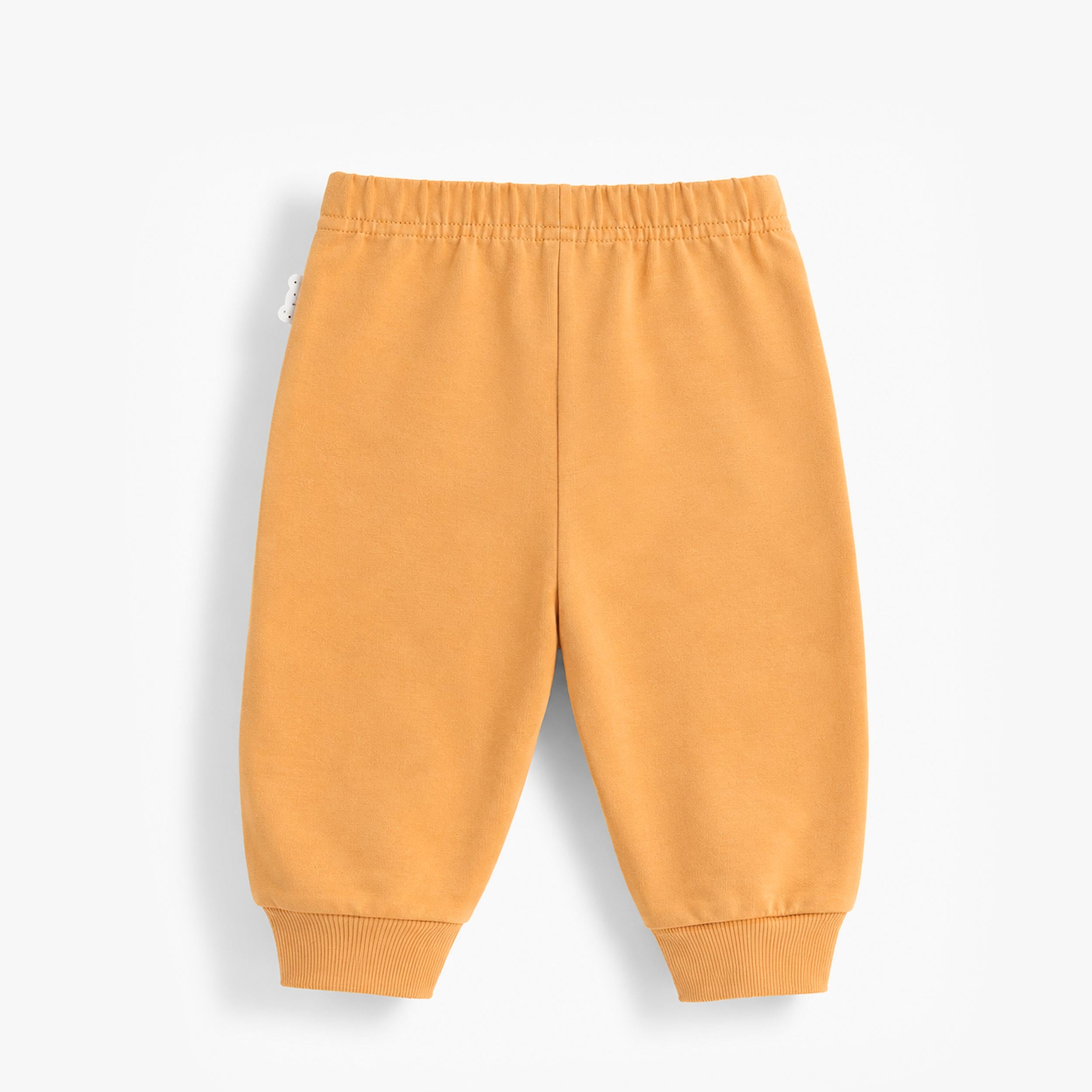 Dos du pantalon jaune ocre en coton français, bébé 