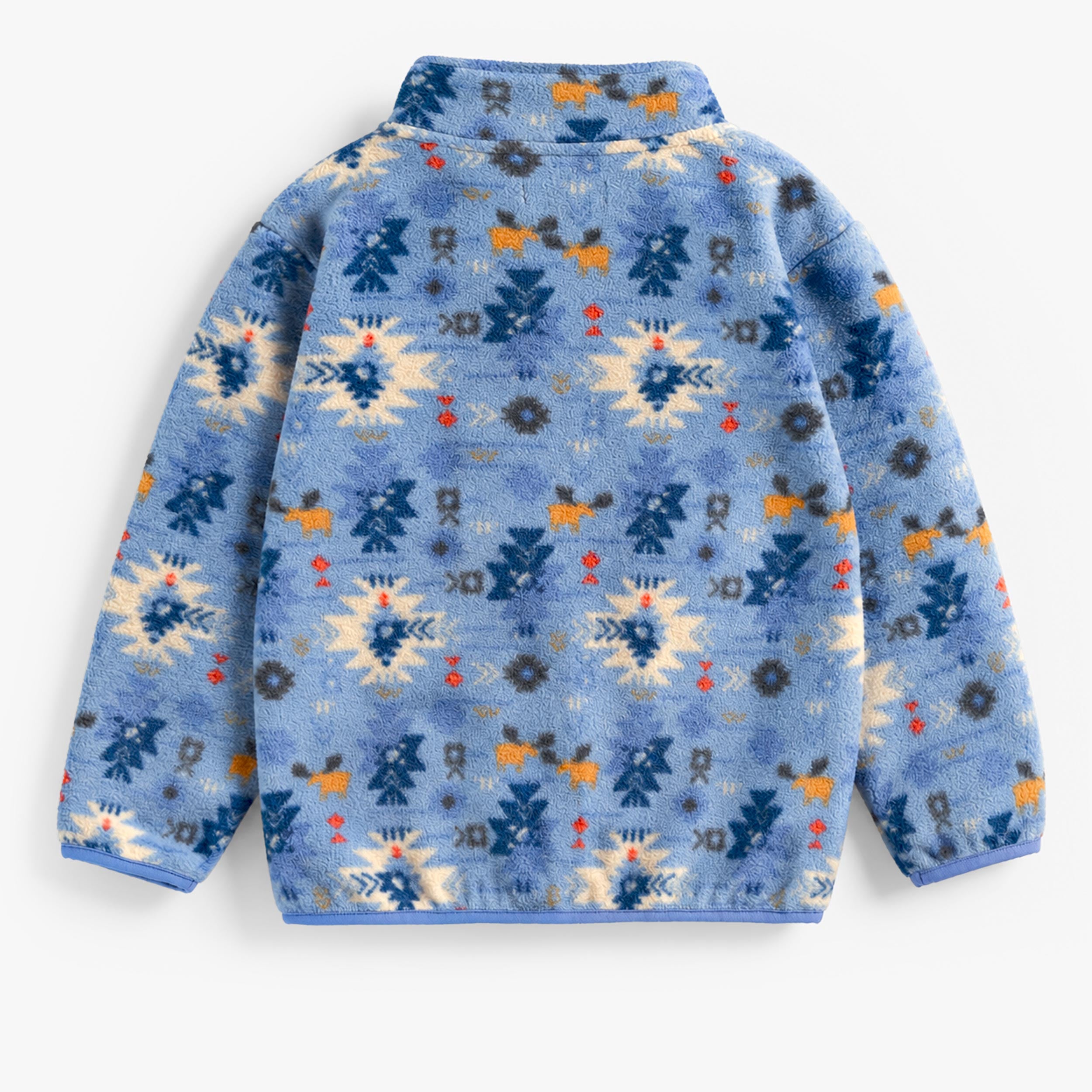 Dos de la veste bleue en polar à motifs, enfant 