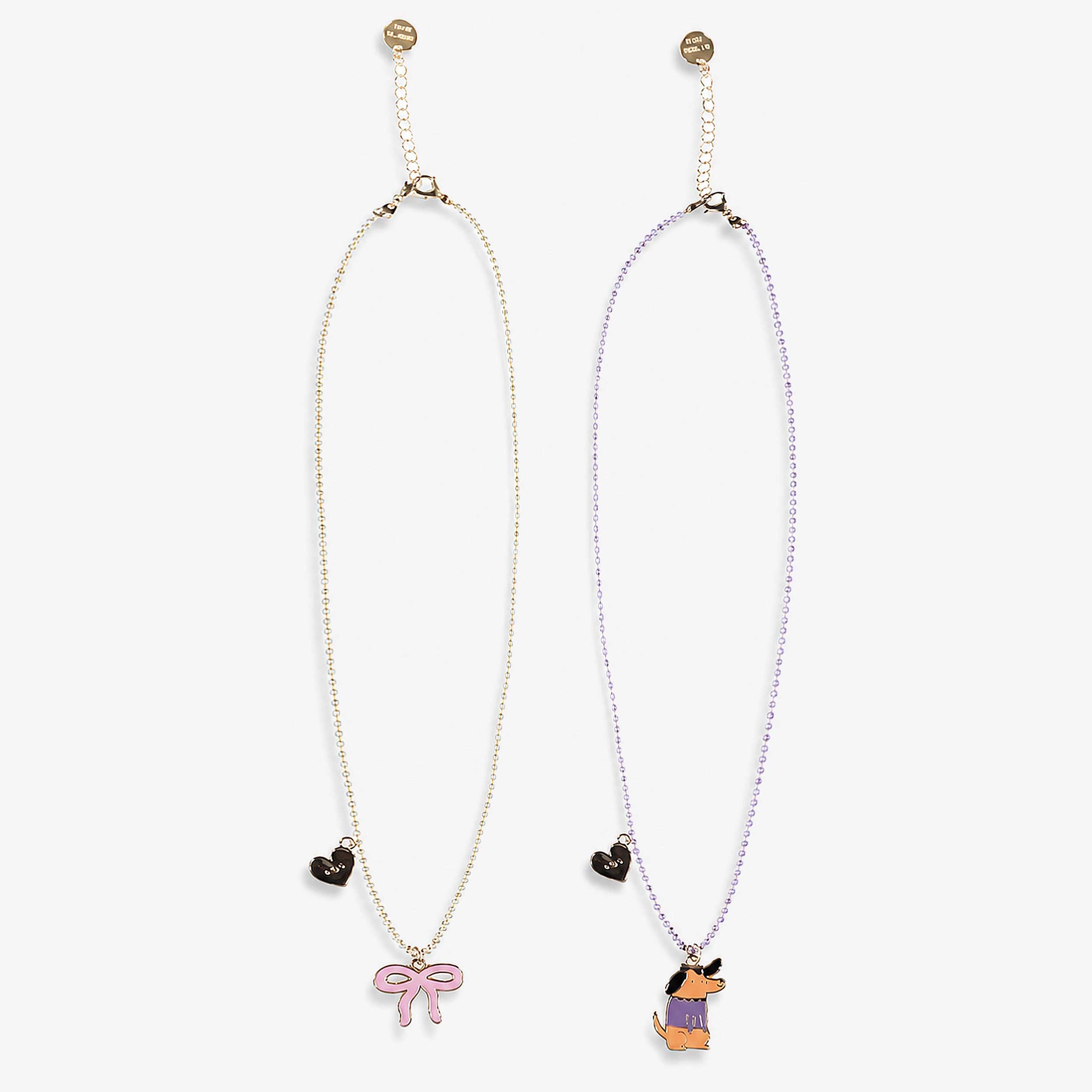 Duo de colliers dorés à pendentifs chien et boucle - Souris Mini