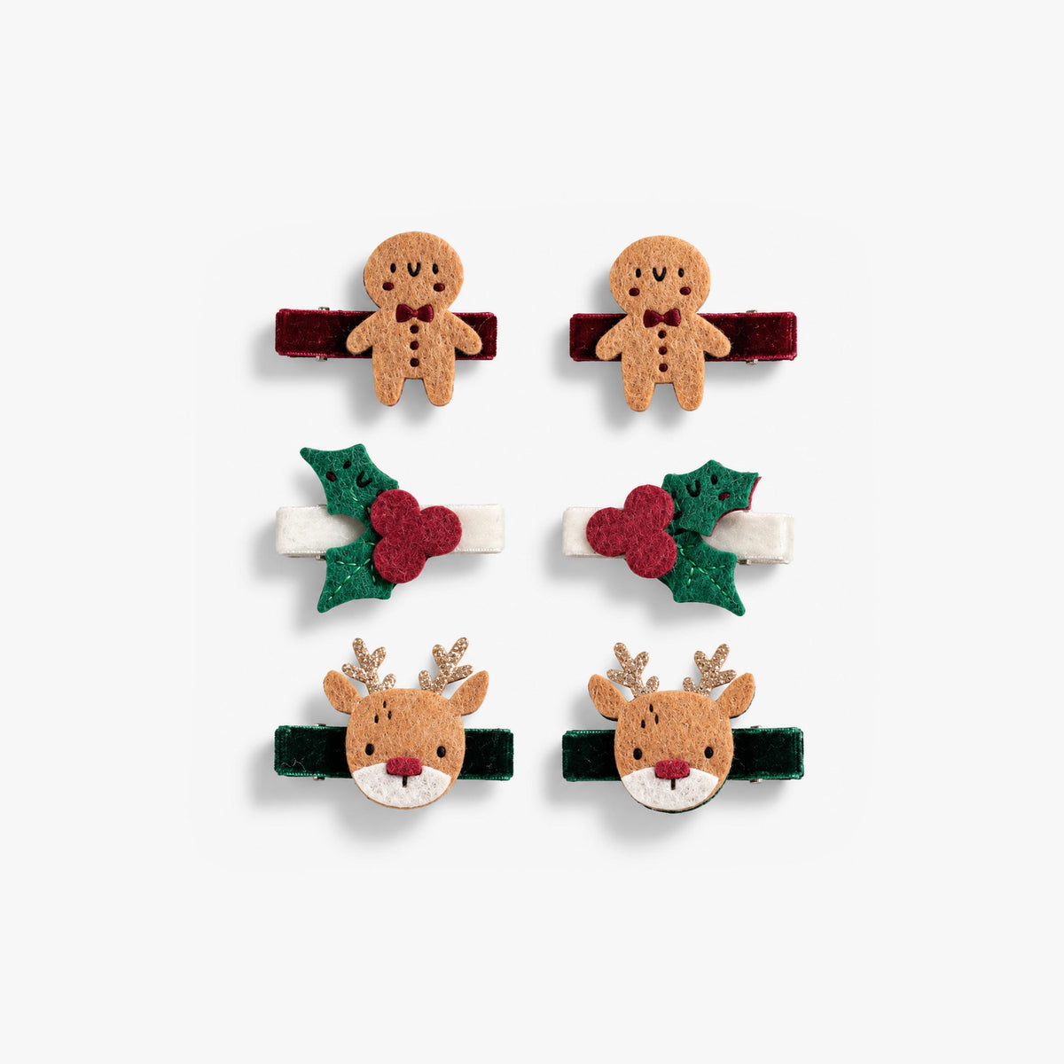 Ensemble de six barrettes à motifs des Fêtes, enfant fille - Souris Mini