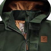 Manteau parka long en canevas vert à capuchon, adulte || Long parka coat in green canvas with hood, adult
