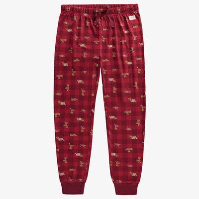 Pantalon de pyjama des fêtes rouge à carreaux en coton, adulte || Plaid red holiday pajama pants in cotton, adult