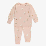 Pyjama rose avec un motif de papayes en coton, bébé || Pink pajama with a papayas print in cotton, baby