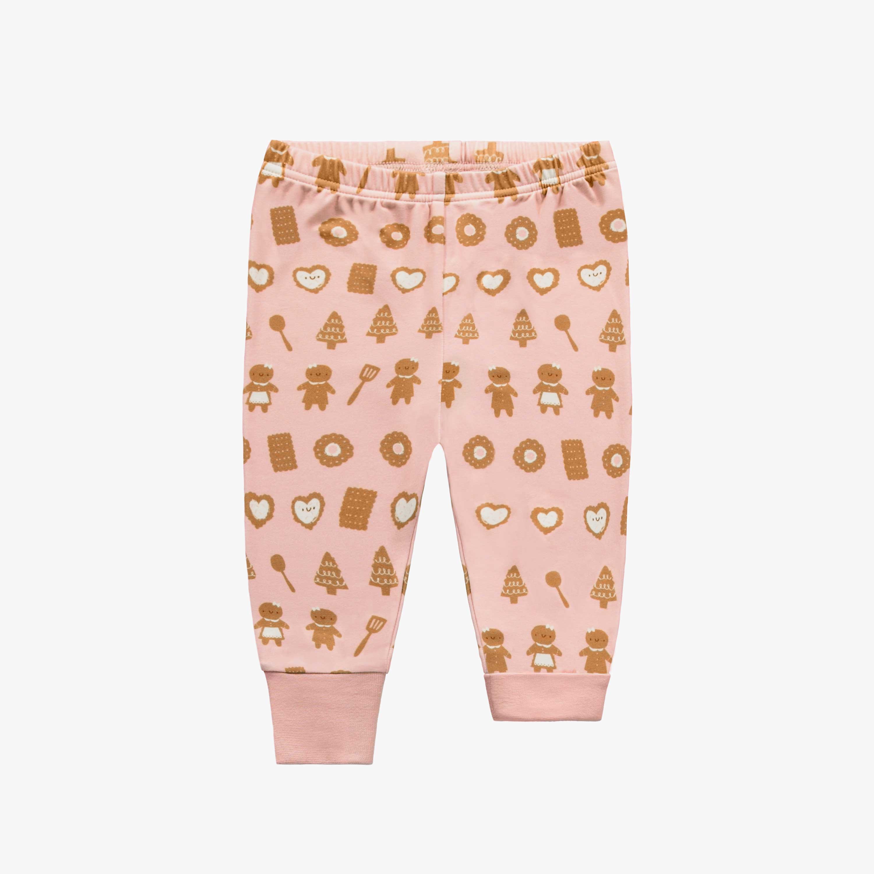 Pyjama deux-pièces rose à motif gourmand de biscuits en polyester, bébé