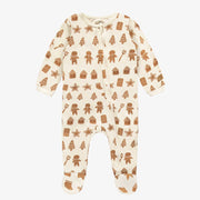 Pyjama une-pièce crème à motif de biscuits en jersey, bébé || Cream one-piece pajama with an all over print of cookies in jersey, baby