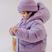 Tuque de maille mauve, bébé || Purple knitted toque, baby