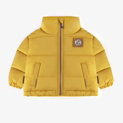 Manteau doudoune jaune à col montant en nylon, bébé || High collar yellow puffer coat in nylon, baby