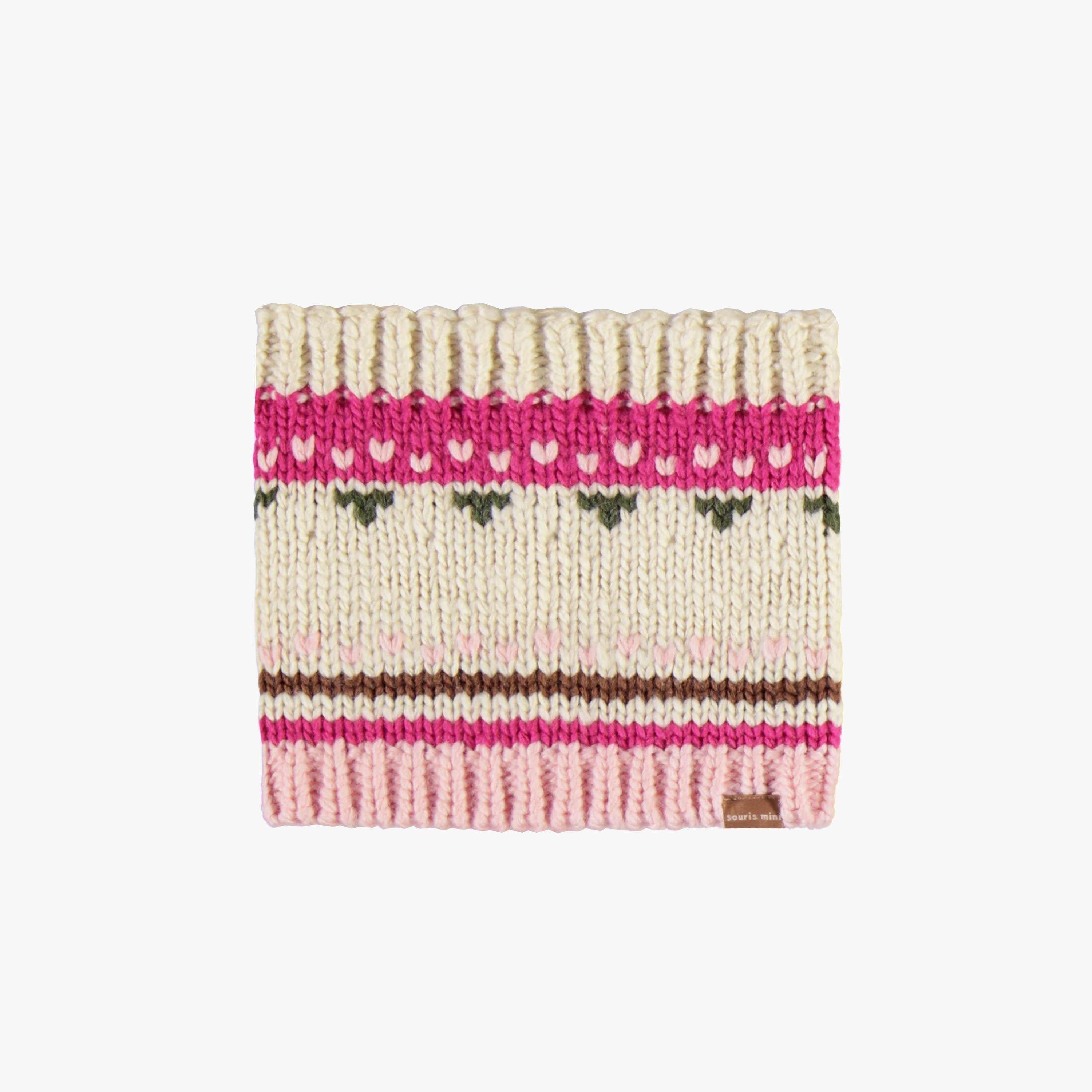Cache-cou de maille rose et crème à motif, bébé