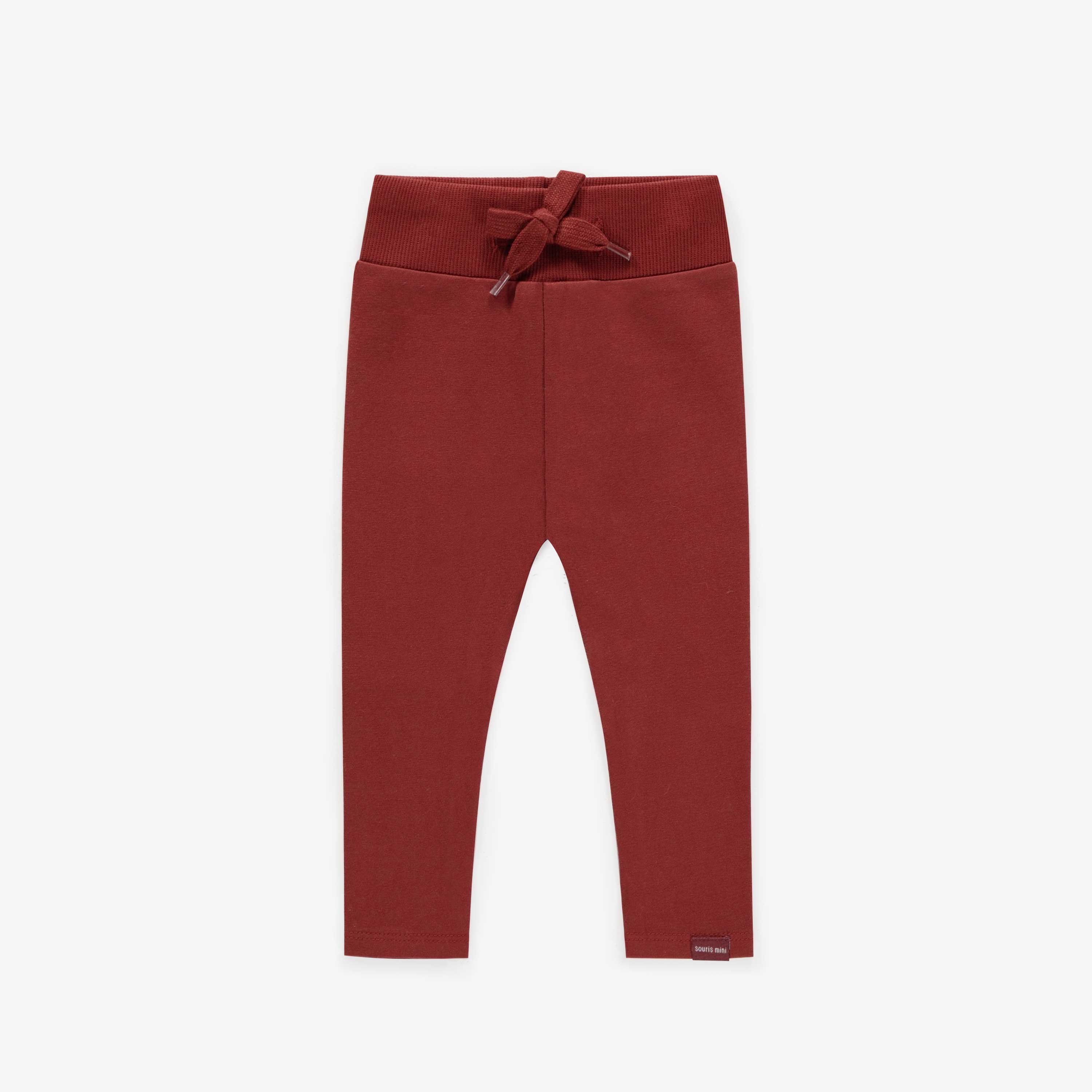 Legging long bourgogne avec taille élastique en coton extensible, bébé