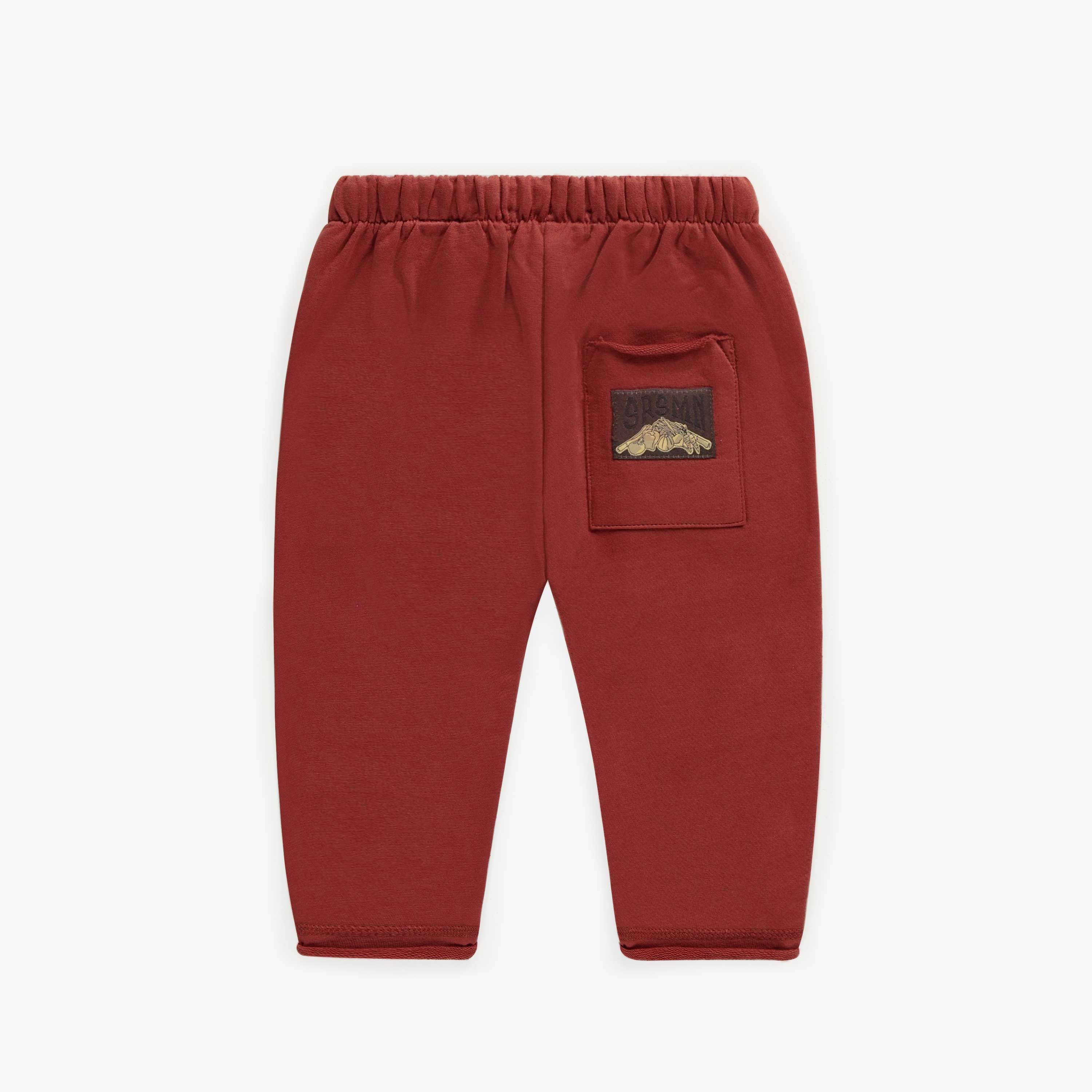 Burgundy casual pants in french terry, baby
