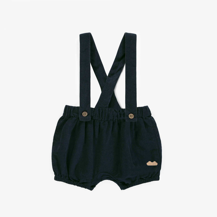 Salopette marine à culotte courte en corduroy, bébé || Navy overall with short pants in corduroy, baby