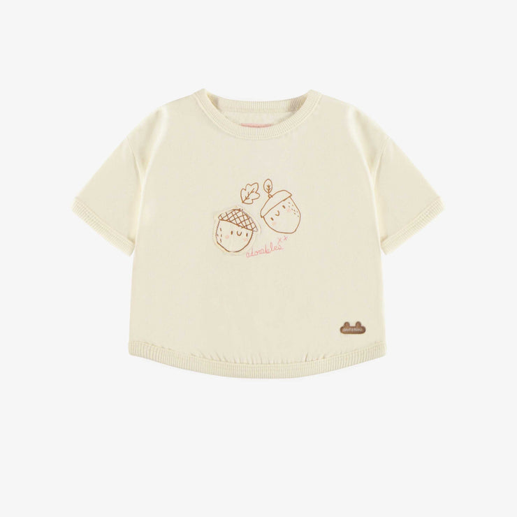 T-shirt à manches courtes crème avec noisettes en jersey, bébé || Cream short-sleeves t-shirt with hazelnuts in jersey, baby