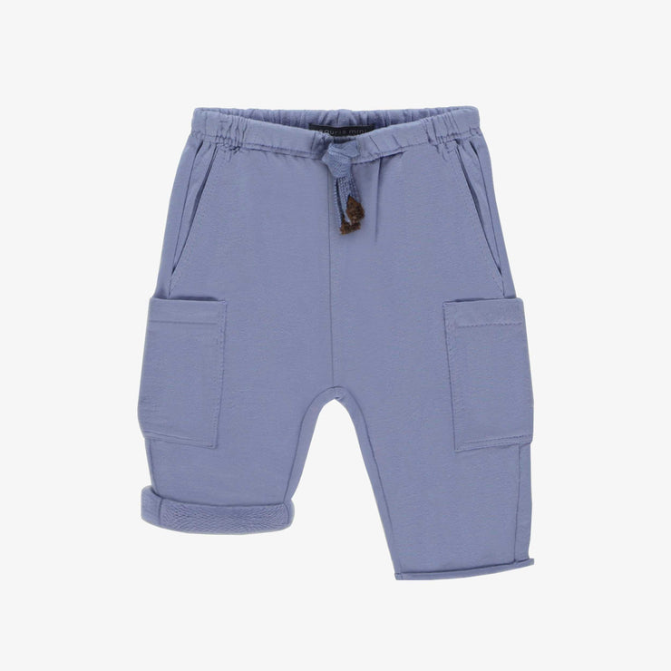 Pantalon bleu de coupe décontractée en coton français, bébé || Blue pants relaxed fit in French terry, baby