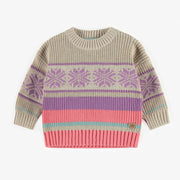 Chandail de maille crème à motif jacquard, bébé || Cream knitted sweater with jacquard pattern, baby