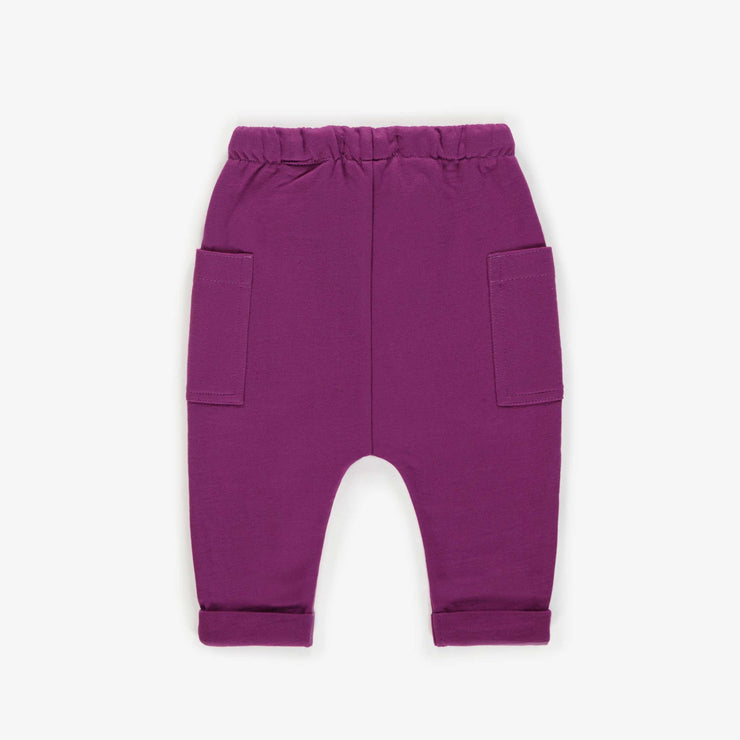 Pantalon mauve de coupe décontractée en coton ouaté, bébé || Purple pants casual fit in cotton-blend, baby