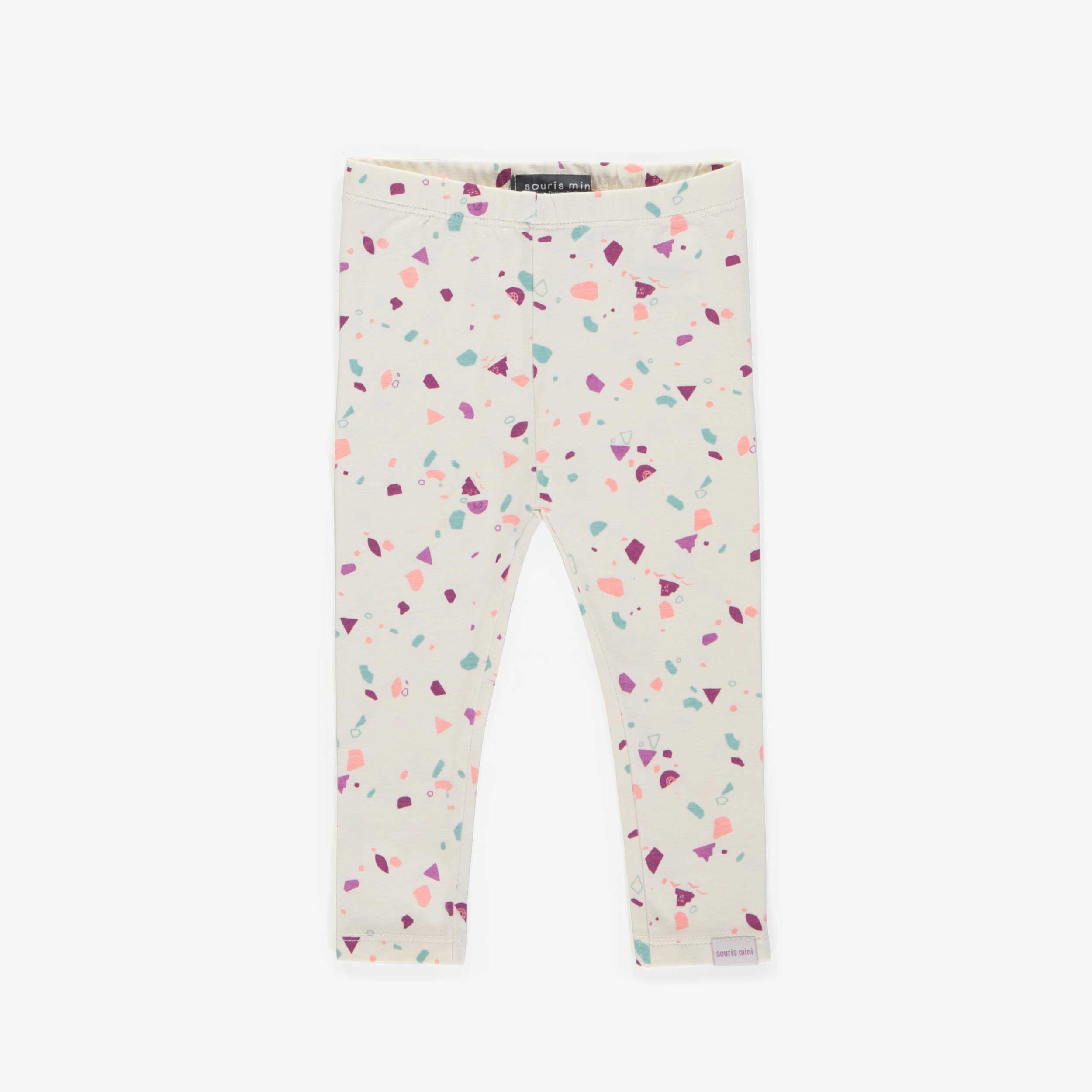 Legging crème long avec un motif multicolore en jersey, bébé