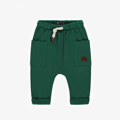 Pantalon vert de coupe décontractée en coton ouaté, bébé || Green pants casual fit in cotton, baby