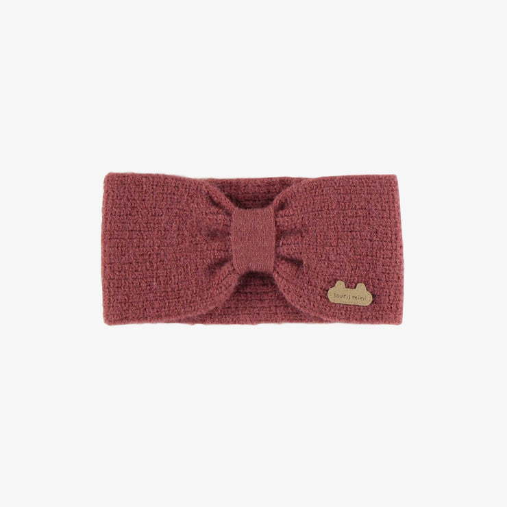 Bandeau de maille vieux rose en coton, bébé || Old pink knitted headband in cotton, baby