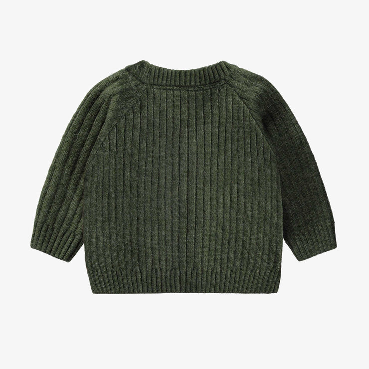 Veste de maille verte foncée à motif jacquard en losange, bébé || Dark green knitted vest plaid jacquard with diamond shape, baby