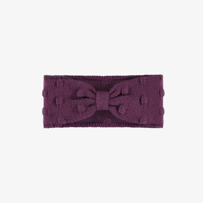 Bandeau de maille mauve torsadé, bébé  || Purple knitted headband with twist, baby