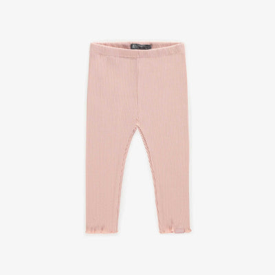 Legging long rose en tricot côtelé irrégulier, bébé || Pink long legging in irregular rib, baby