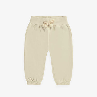 Pantalon de coupe large crème en coton ouaté, bébé || Cream pants wide cut in fleece, baby