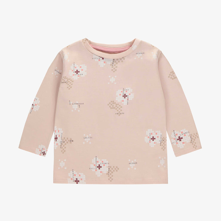 T-shirt manches longues rose avec motif en jersey, bébé || Pink long sleeved t-shirt with a print, baby