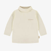 T-shirt crème à manches longues avec col roulé, bébé || Cream long sleeves t-shirt with turtleneck, baby
