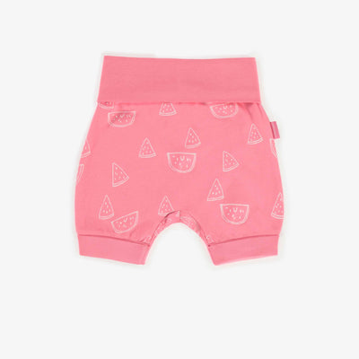 Short évolutif rose avec pastèques en jersey extensible, bébé || Pink evolutive shorts with watermelon in stretch jersey, baby