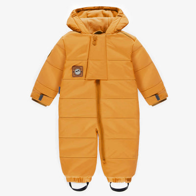 Habit de neige matelassé jaune une-pièce avec capuchon, bébé || One-piece yellow padded snowsuit with hood, baby