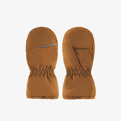 Mitaines brunes ocre doublées en Thinsulate™ imperméable, bébé || Ochre brown mittens lined in waterproof Thinsulate™, baby