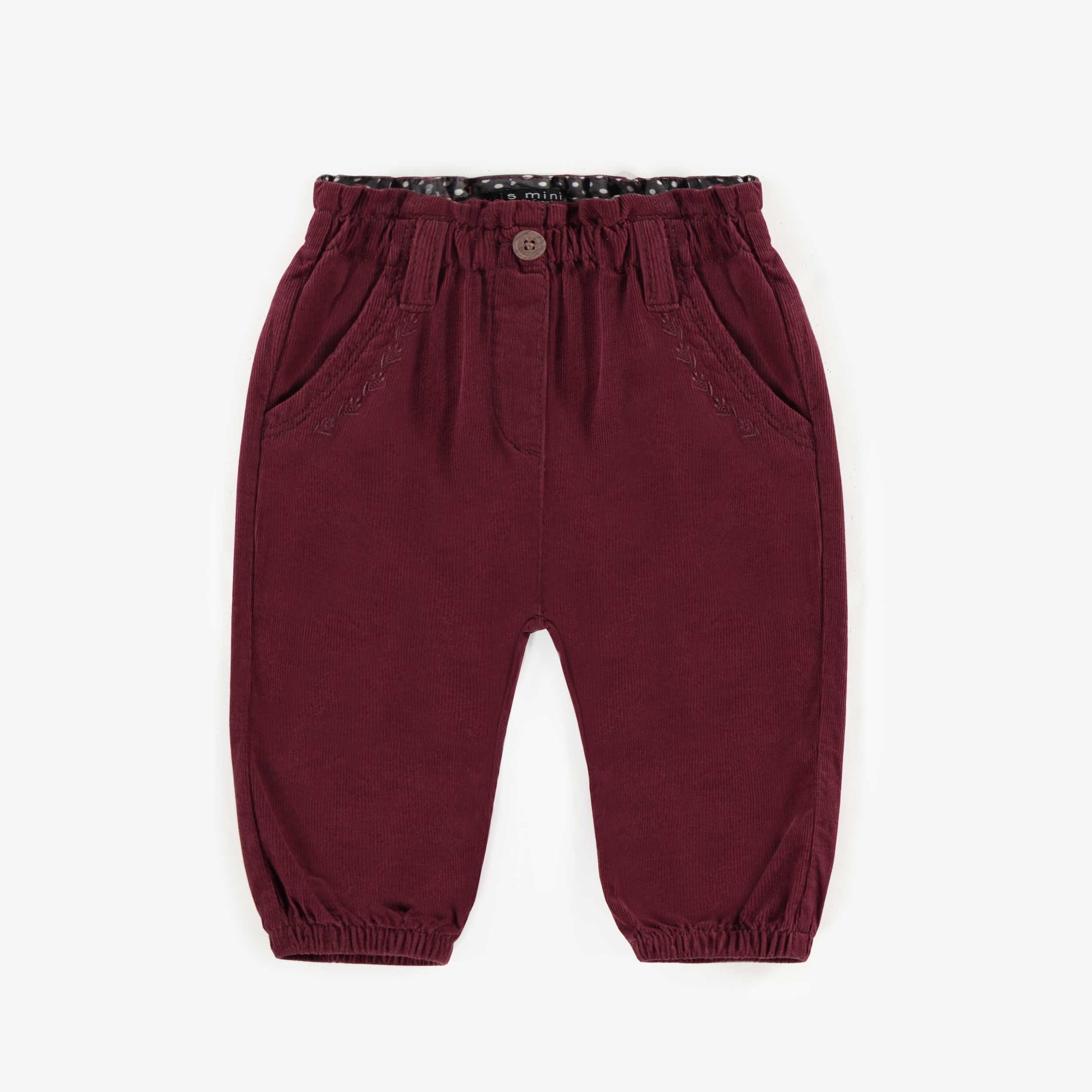 Pantalon coupe ample rouge en velours côtelé, bébé