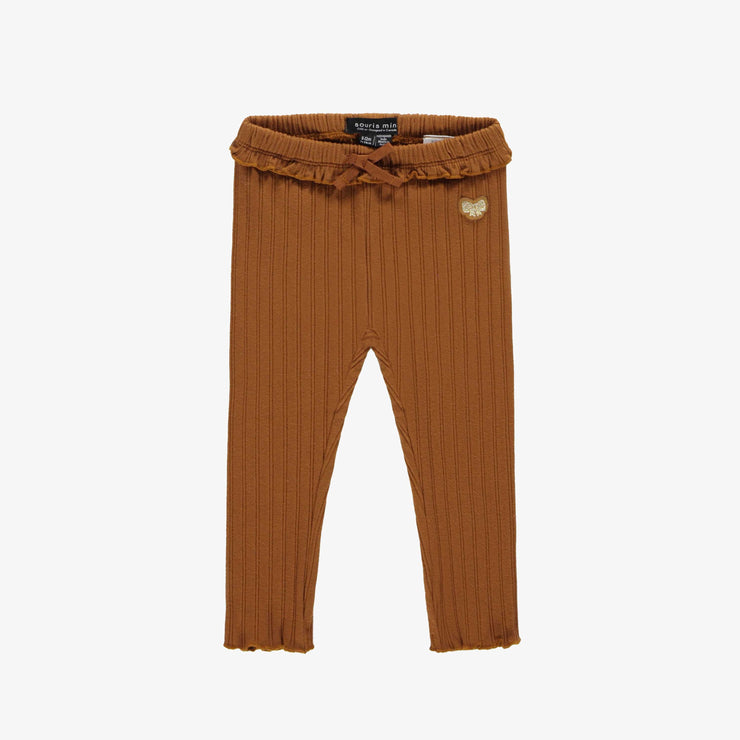 Legging brun cannelle en tricot côtelé, bébé || Brown ribbed knit legging, baby